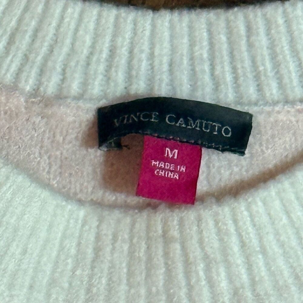 Vince Camuto Crewneck Heart Sweater, Size Medium Cream Pink - Picture 3 of 5